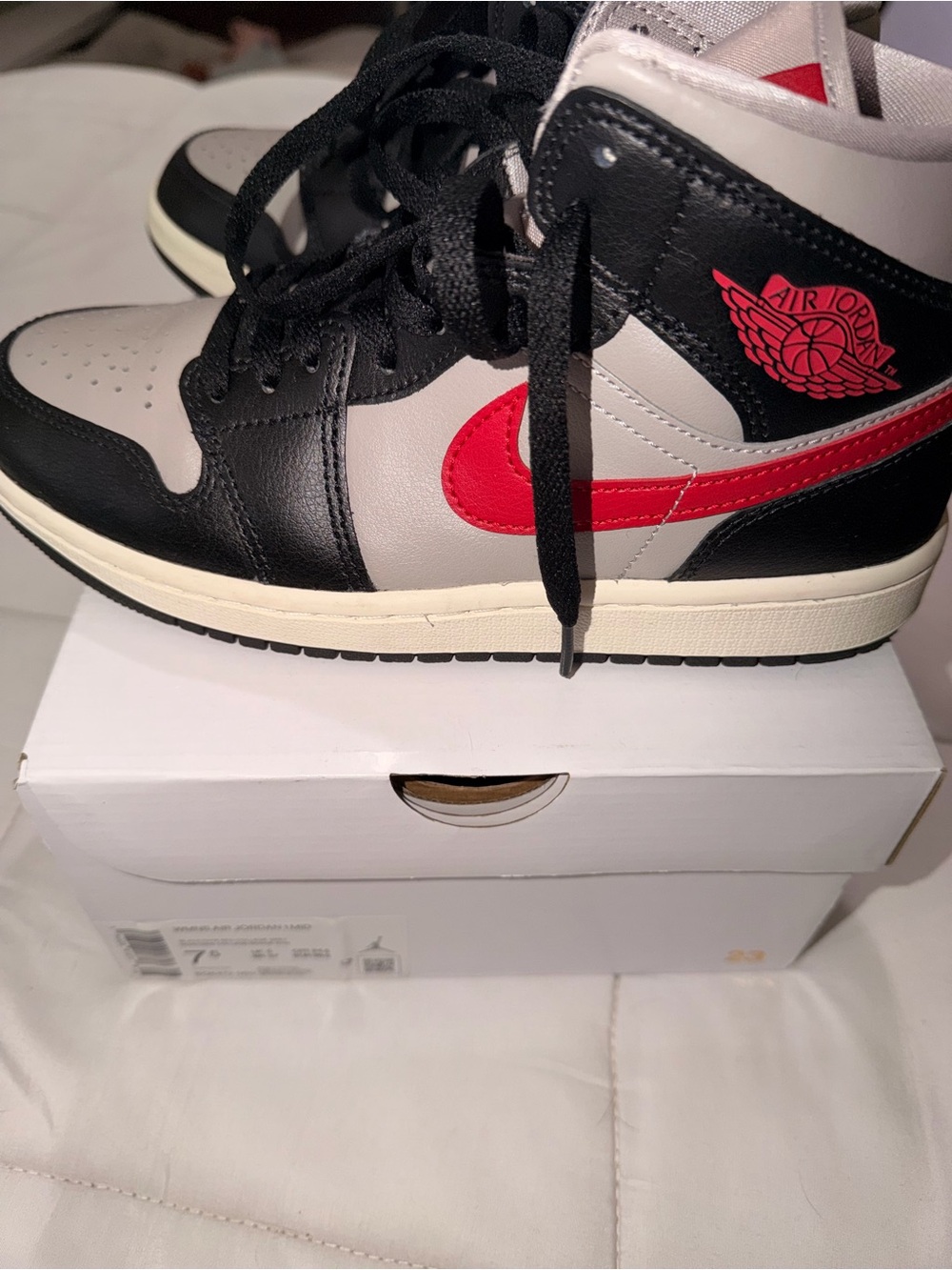 Nike Air Jordan 1 Mid - Black, Grey & Red